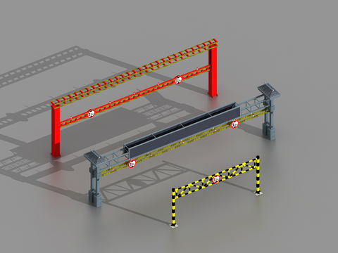  现代道路限高杆3d模型 
