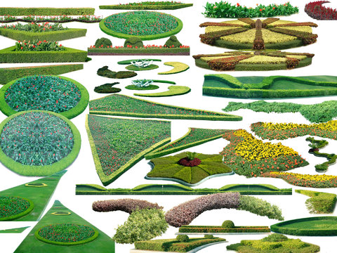  现代灌木丛花坛psd 