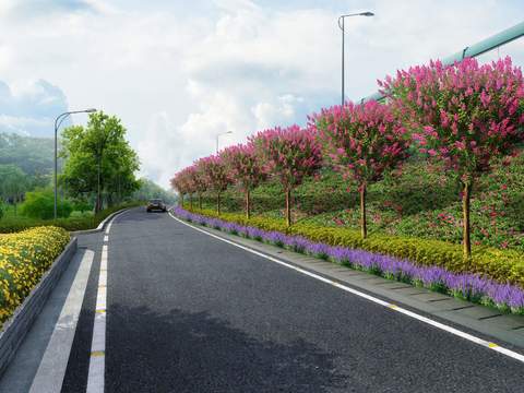  现代道路桥梁景观psd 