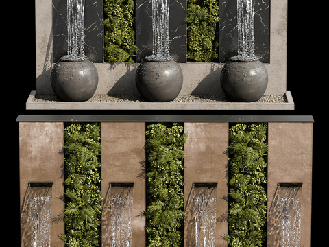  喷泉水池 流水小品3d模型 