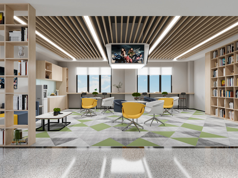  现代茶水间休闲区3d模型 