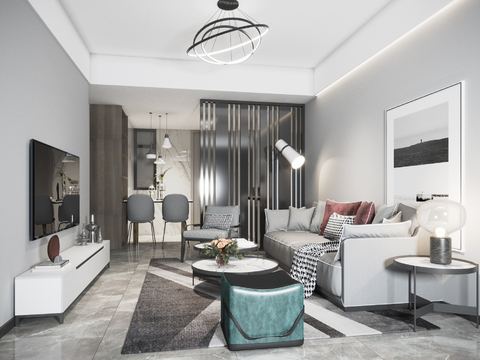  现代公寓客厅3d模型 