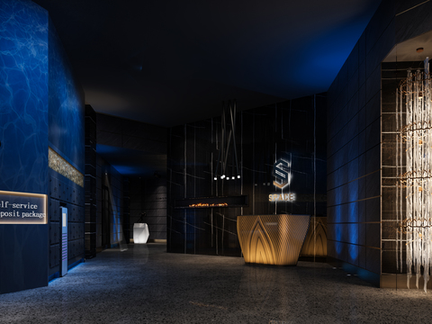  现代酒吧前台门厅3d模型 