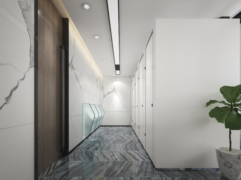  现代公共卫生间3d模型 