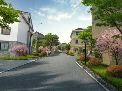  现代小区园林景观psd 