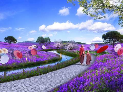  现代花卉花海公园psd 