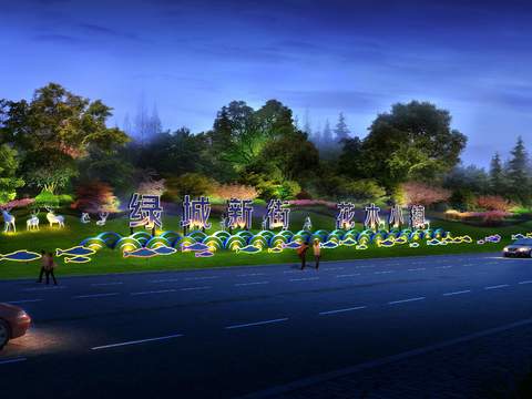  现代道路桥梁夜景psd 