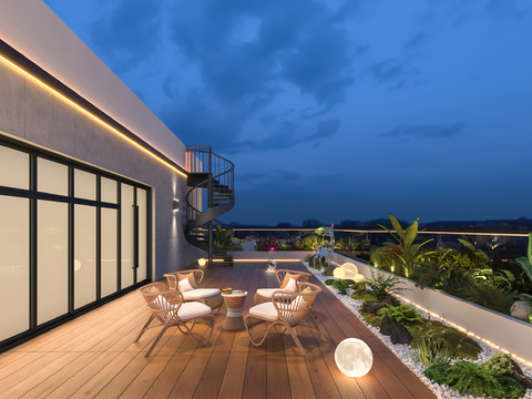  露台庭院花园3d模型 