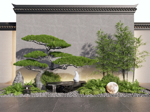  庭院造景 松树景观 景观小品3d模型 
