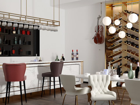  现代酒吧吧台3d模型 