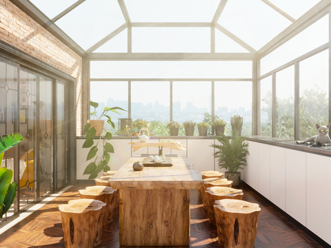  现代露台阳光房3d模型 