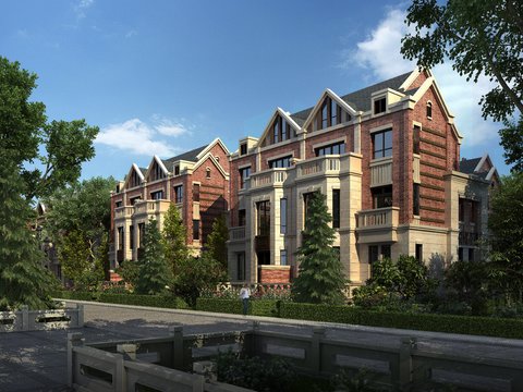  现代别墅建筑外观psd 