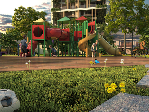  现代小区儿童游乐场3d模型 