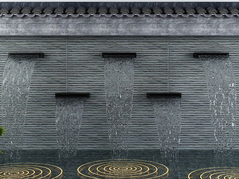  庭院水景小品3d模型 