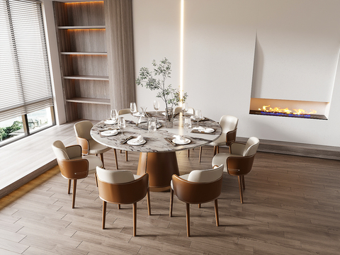 圆形餐桌椅精选3d模型合辑