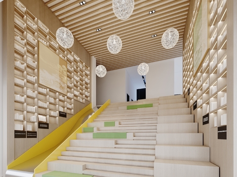  图书馆 阅读阶梯3d模型 