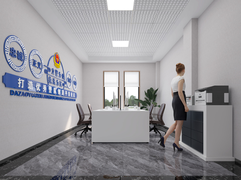  现代公安局办公室3d模型 