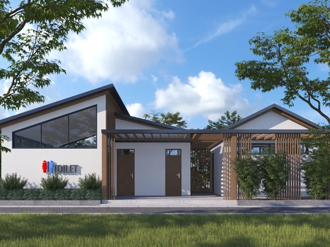  新中式公厕 外观3d模型 