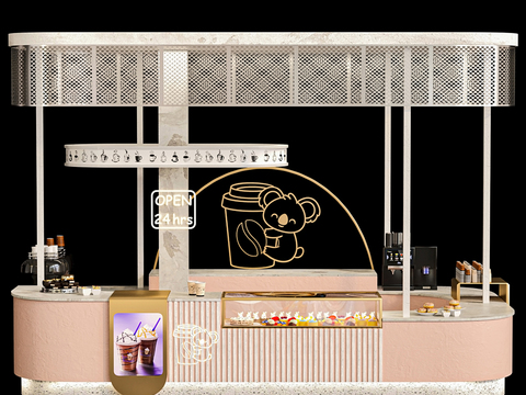  现代奶茶店 蛋糕店3d模型 