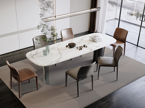 现代餐桌椅 岩板餐桌3d模型