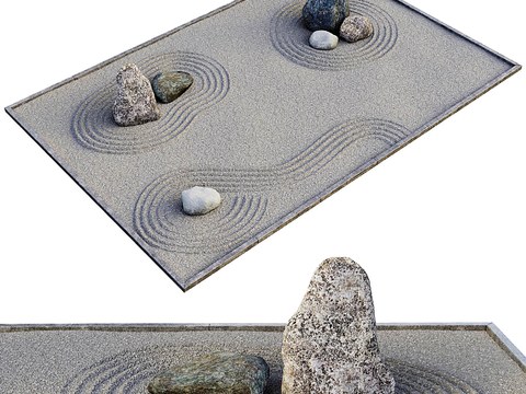  新中式枯山水小品3d模型 