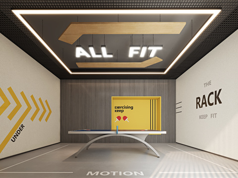  现代乒乓球室 活动室3d模型 