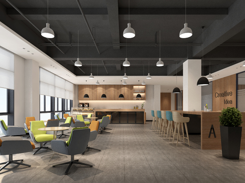  现代茶水间休闲区3D模型 