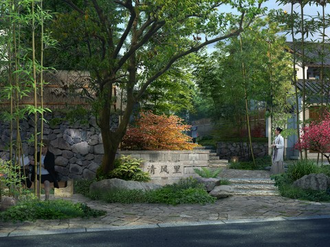  现代公园园林景观psd 