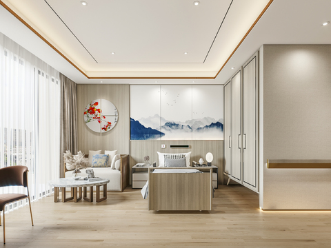  新中式养老院单间3d模型 