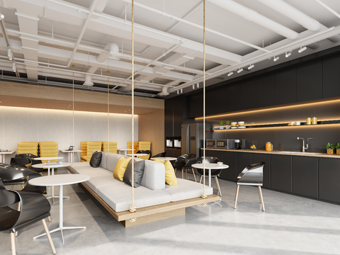  办公室茶水间 水吧区3d模型 