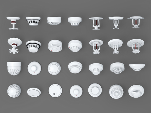  烟感器 喷水器 报警器3d模型 