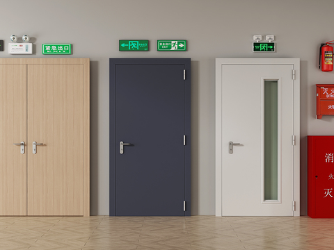 消防门 防火门 安全门 消防栓 灭火器 安全出口3d模型 