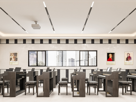  练琴教室 琴房3d模型 