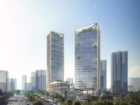  现代办公楼建筑外观psd 