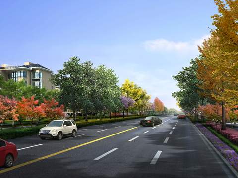  现代道路景观psd 