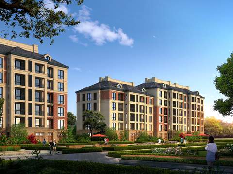  现代住宅楼建筑外观psd 