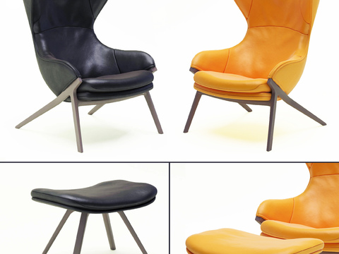  现代皮革休闲躺椅3d模型 