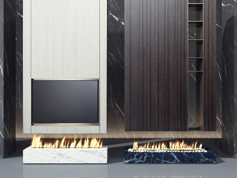 现代雾化真火装饰壁炉3d模型