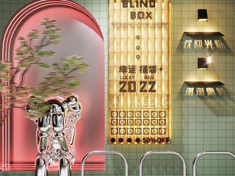  网红橱窗 灯箱 网红拍照墙3d模型 