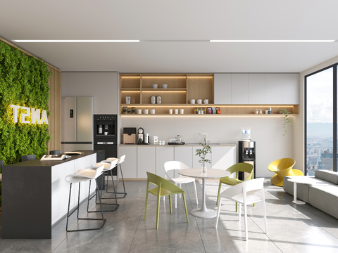  办公室 茶水间 休息区3d模型 