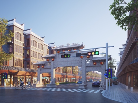  古建商业街3d模型 