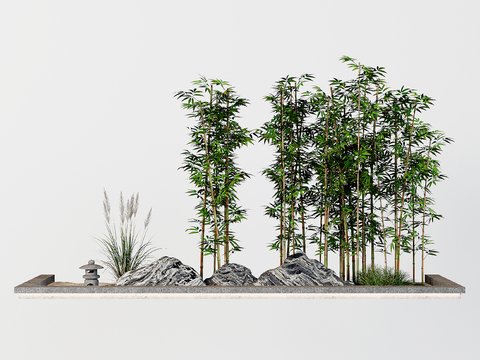  竹子小品 假山景观3d模型 