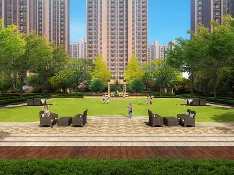  现代小区亲子公园园林景观psd 