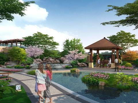  现代庭院公园园林景观psd 