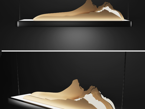  新中式假山吊灯3d模型下载 抽象自然沙丘山脉 现代简约艺术灯具 