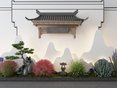  新中式庭院景观小品3d模型 