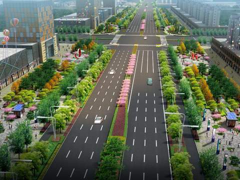  现代公路景观鸟瞰psd 