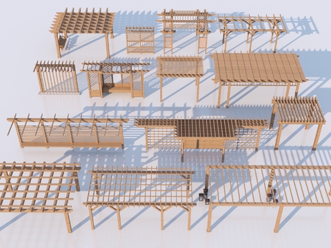  景观廊架 花架 廊亭3d模型 