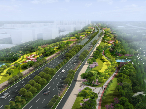  现代道路景观psd 