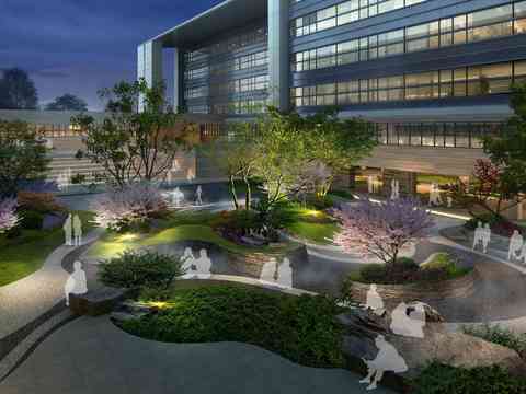  现代公园园林鸟瞰夜景psd 